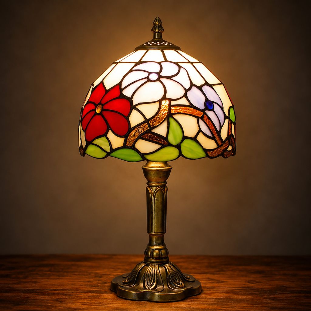 Tiffany Tafellamp met Glas-in-Lood Kap Verstelbaar Leeslamp Bureaulamp Scandinavisch Design Sfeerlicht