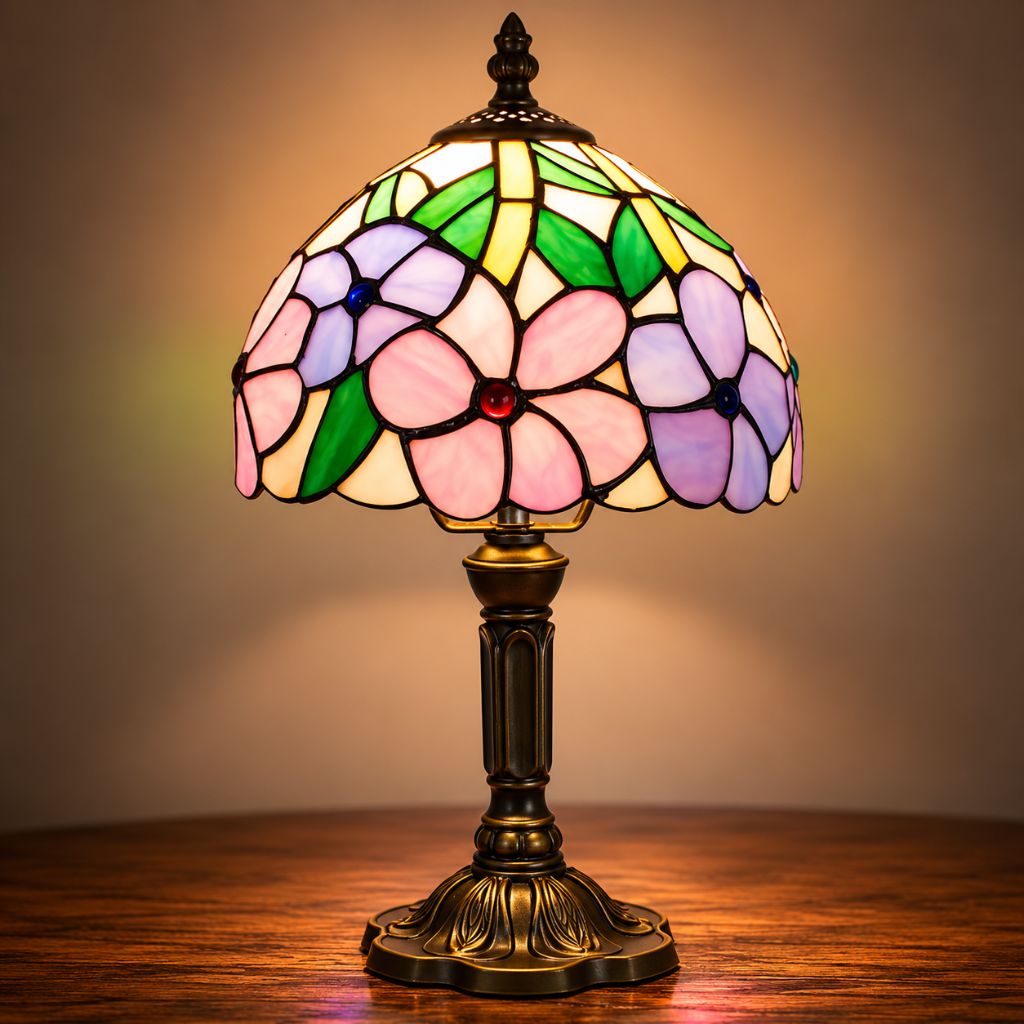 Tiffany Tafellamp met Glas-in-Lood Kap Verstelbaar Leeslamp Bureaulamp Scandinavisch Design Sfeerlicht