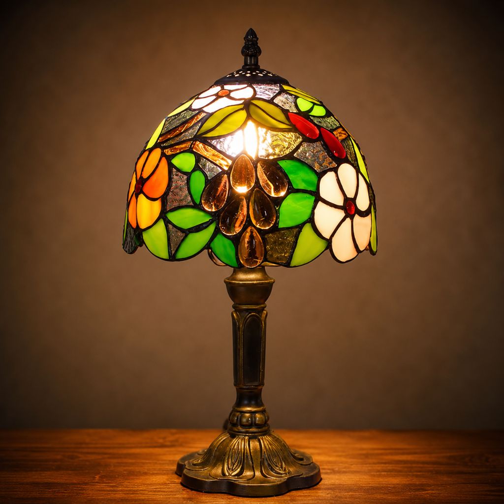Tiffany Tafellamp met Glas-in-Lood Kap Verstelbaar Leeslamp Bureaulamp Scandinavisch Design Sfeerlicht