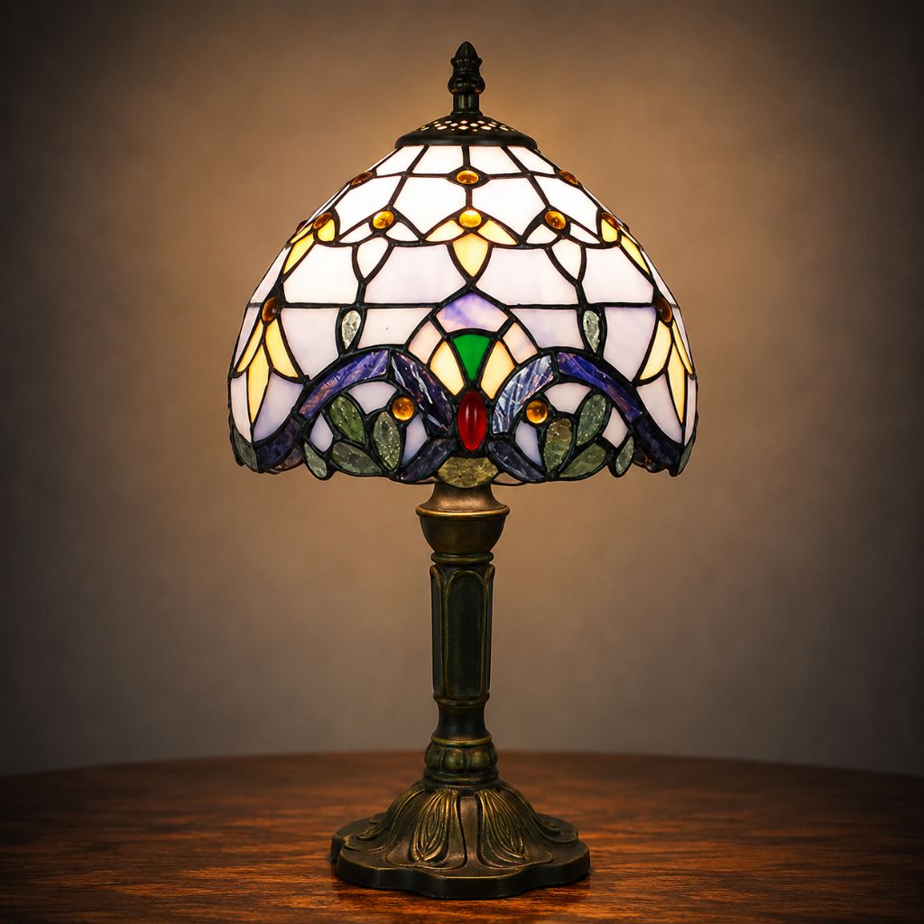 Tiffany Tafellamp met Glas-in-Lood Kap Verstelbaar Leeslamp Bureaulamp Scandinavisch Design Sfeerlicht