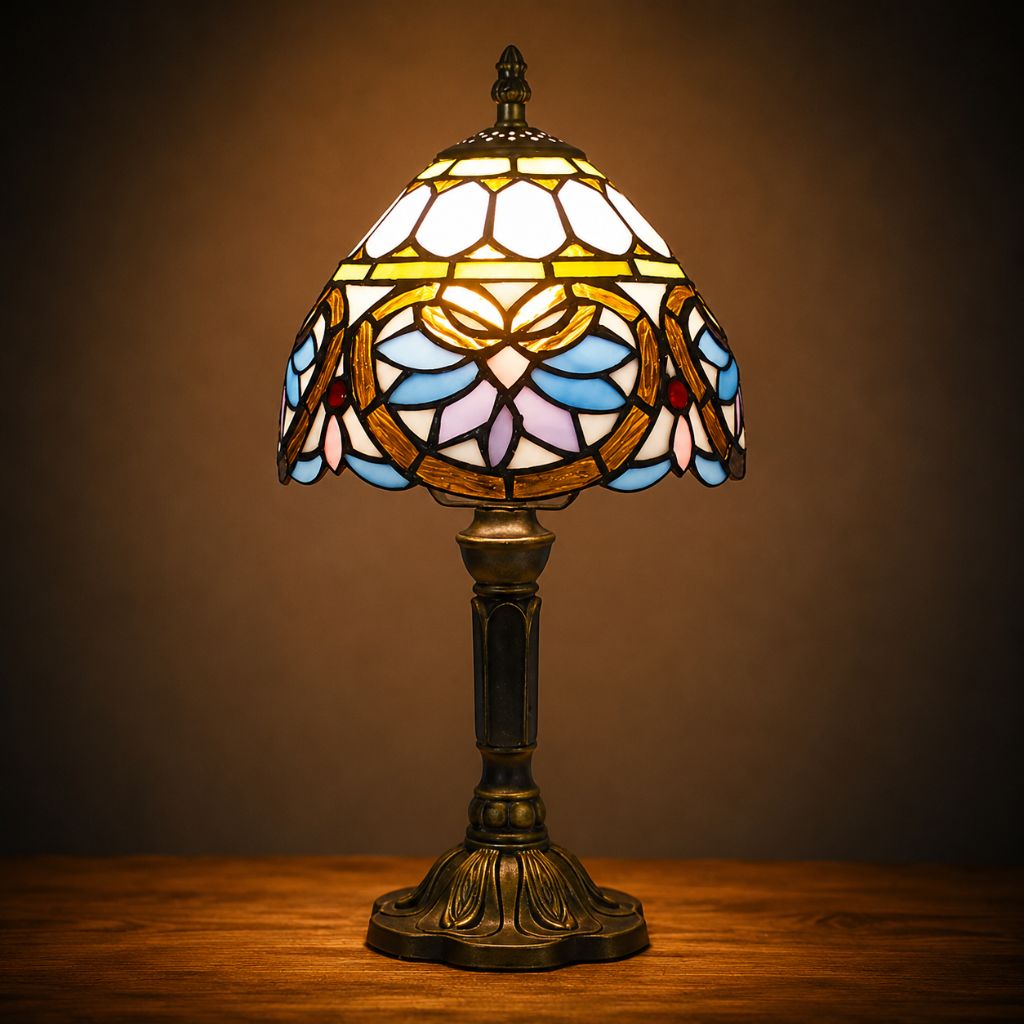 Tiffany Tafellamp met Glas-in-Lood Kap Verstelbaar Leeslamp Bureaulamp Scandinavisch Design Sfeerlicht