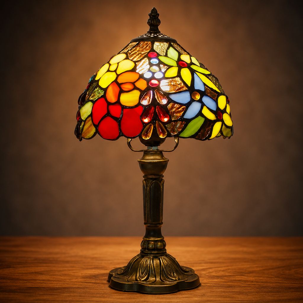 Tiffany Tafellamp met Glas-in-Lood Kap Verstelbaar Leeslamp Bureaulamp Scandinavisch Design Sfeerlicht