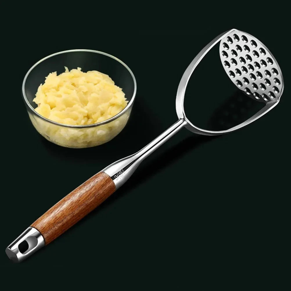 Aardappelstamper RVS met Houten Handgreep Ergonomisch Keukengerei Pureestamper Groentestamper Kookgerei