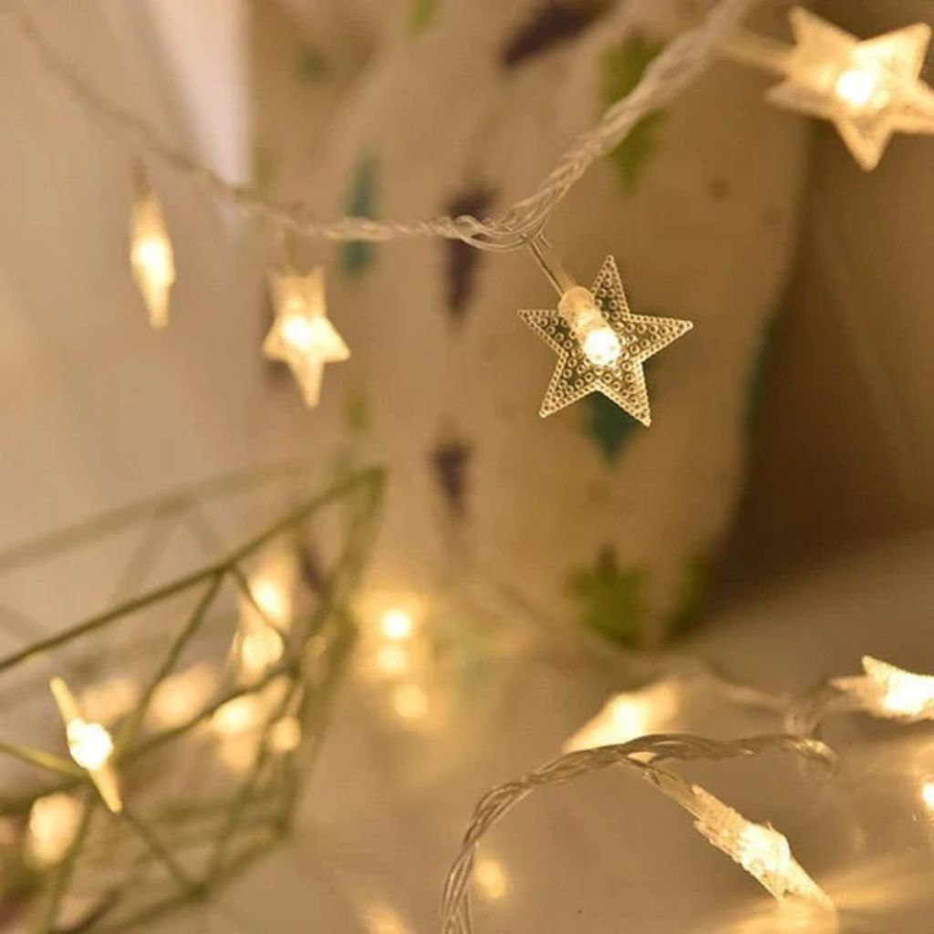Batterij Fairy Lights Warm Wit LED Lichtsnoer Kinderkamer Babykamer Sfeerlicht Decoratie Sterren Nachtlampje