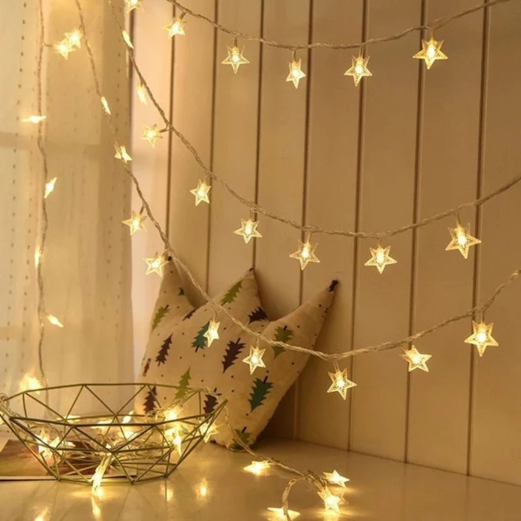 Batterij Fairy Lights Warm Wit LED Lichtsnoer Kinderkamer Babykamer Sfeerlicht Decoratie Sterren Nachtlampje