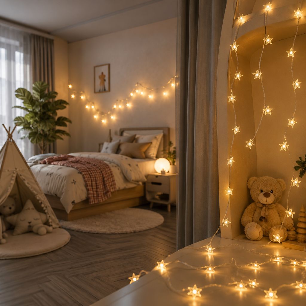Batterij Fairy Lights Warm Wit LED Lichtsnoer Kinderkamer Babykamer Sfeerlicht Decoratie Sterren Nachtlampje