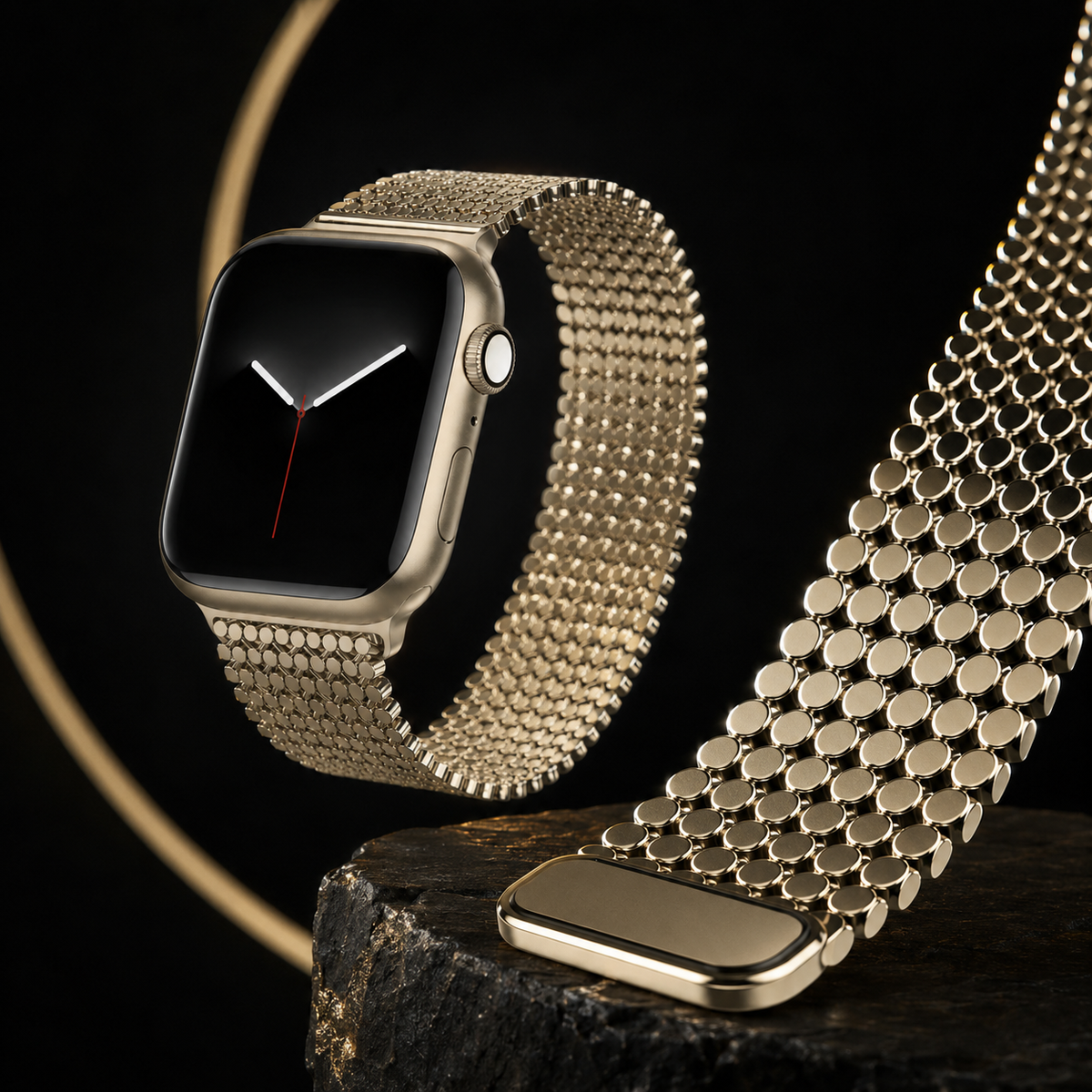 Magnetische Stalen Schakelband voor Smartwatch - Verstelbaar Metalen Bandje Polshorloge Accessoire Zilver