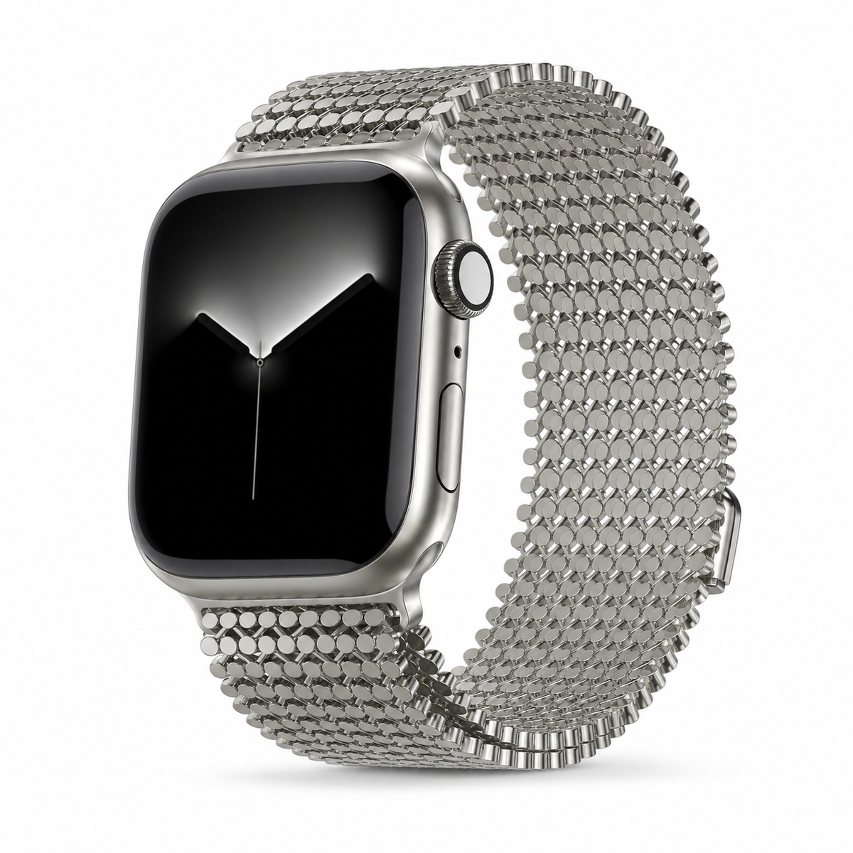 Magnetische Stalen Schakelband voor Smartwatch - Verstelbaar Metalen Bandje Polshorloge Accessoire Zilver