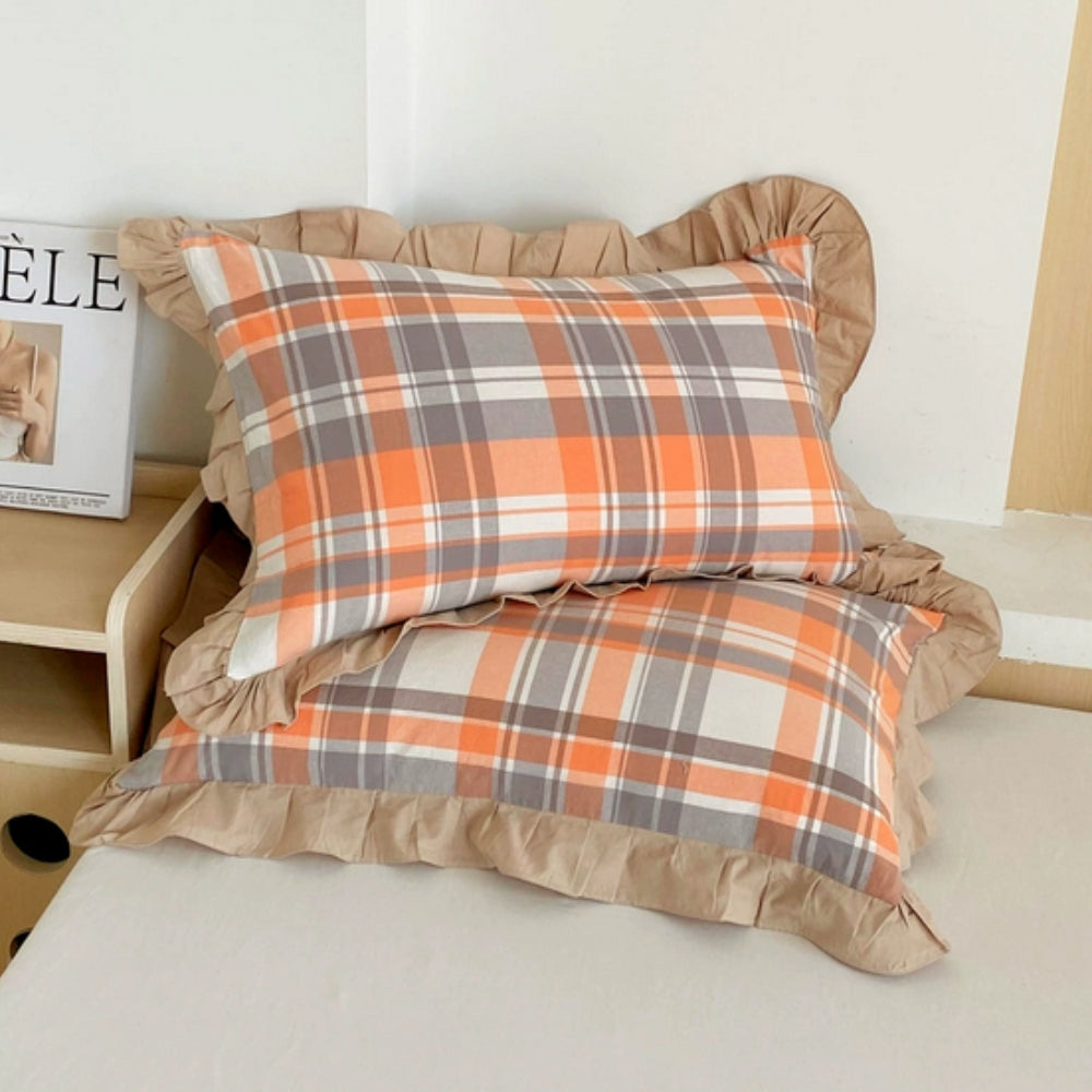 Kussenslopen met Ruches en Streepdessin voor Queen Size Kussen Romantische Slaapkamer Bedtextiel Decoratie