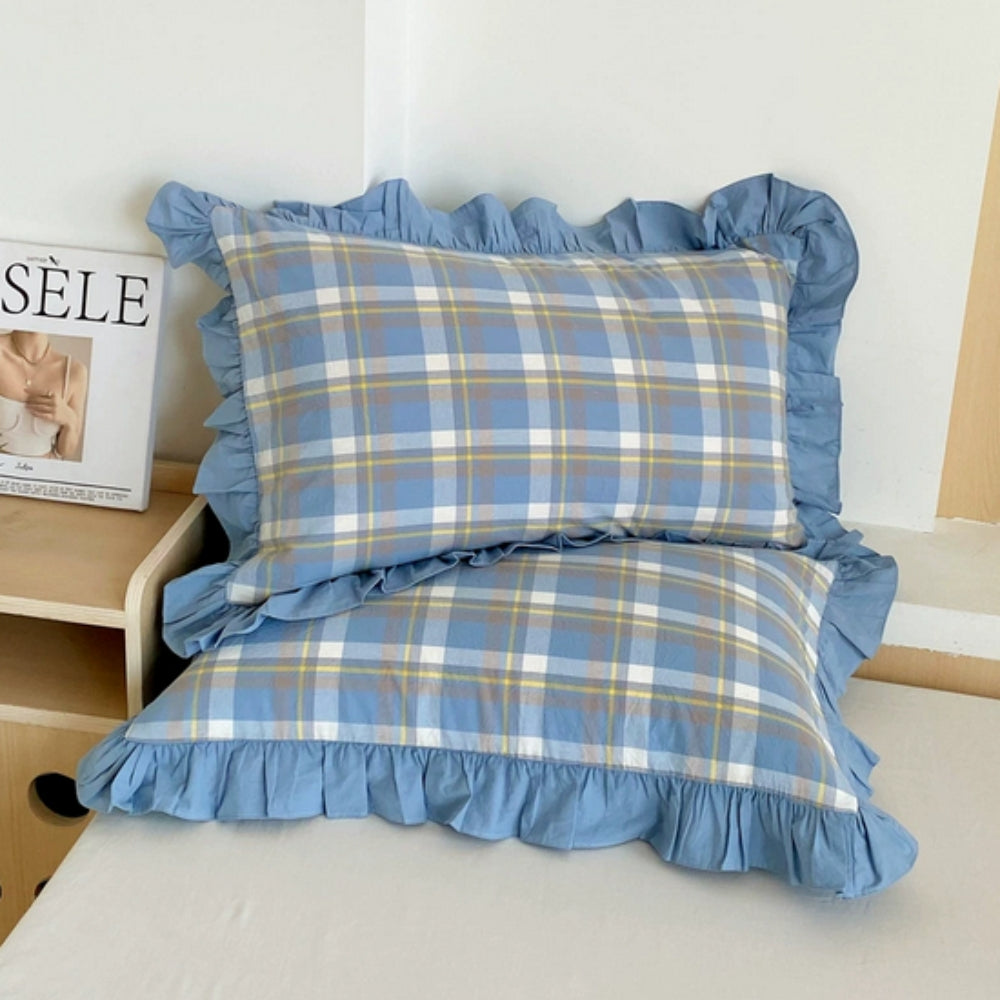 Kussenslopen met Ruches en Streepdessin voor Queen Size Kussen Romantische Slaapkamer Bedtextiel Decoratie