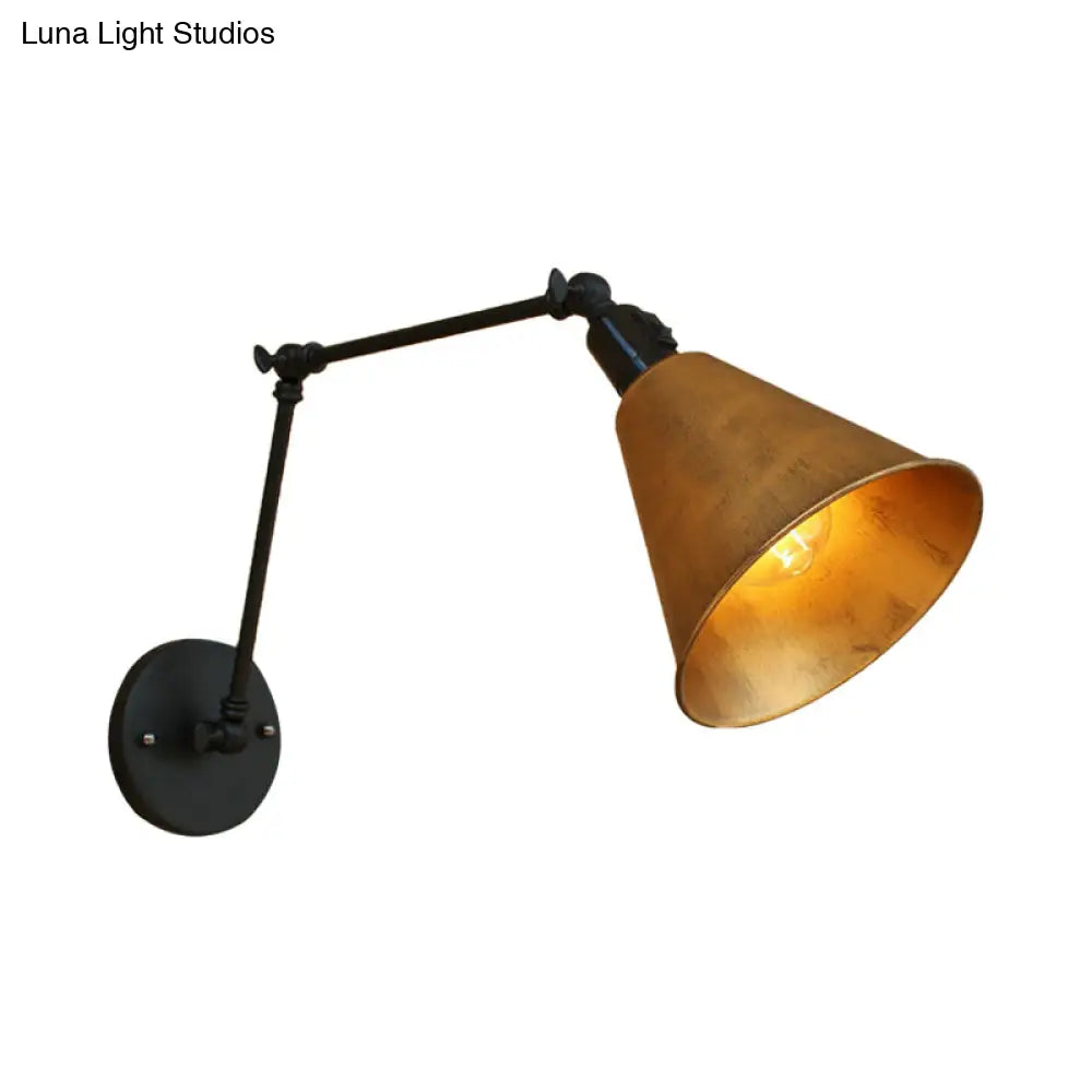Wandlamp Leeshoek met Verstelbare Dubbele Arm Kegelvormige Metalen Kap 13 tot 23 cm E27 Wit Zwart Messing