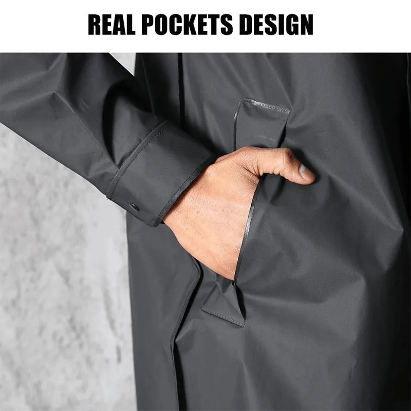 Lange Zwarte Regenjas Waterafstotend EVA Opvouwbaar Lichtgewicht Herbruikbaar Unisex Outdoor Regenkleding