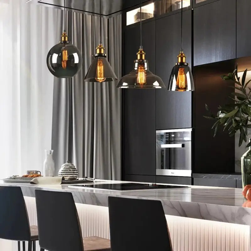 Hanglamp Rookglas Modern Metaal Zwart Goud E27 Industriële Verlichting