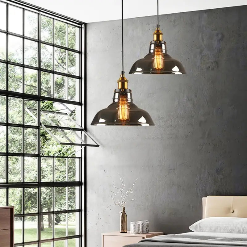 Hanglamp Rookglas Modern Metaal Zwart Goud E27 Industriële Verlichting