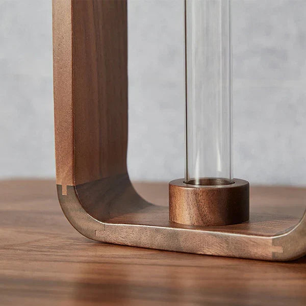 Glazen Vaas voor Stekjes met Houten Standaard - Decoratieve Propagator voor Planten