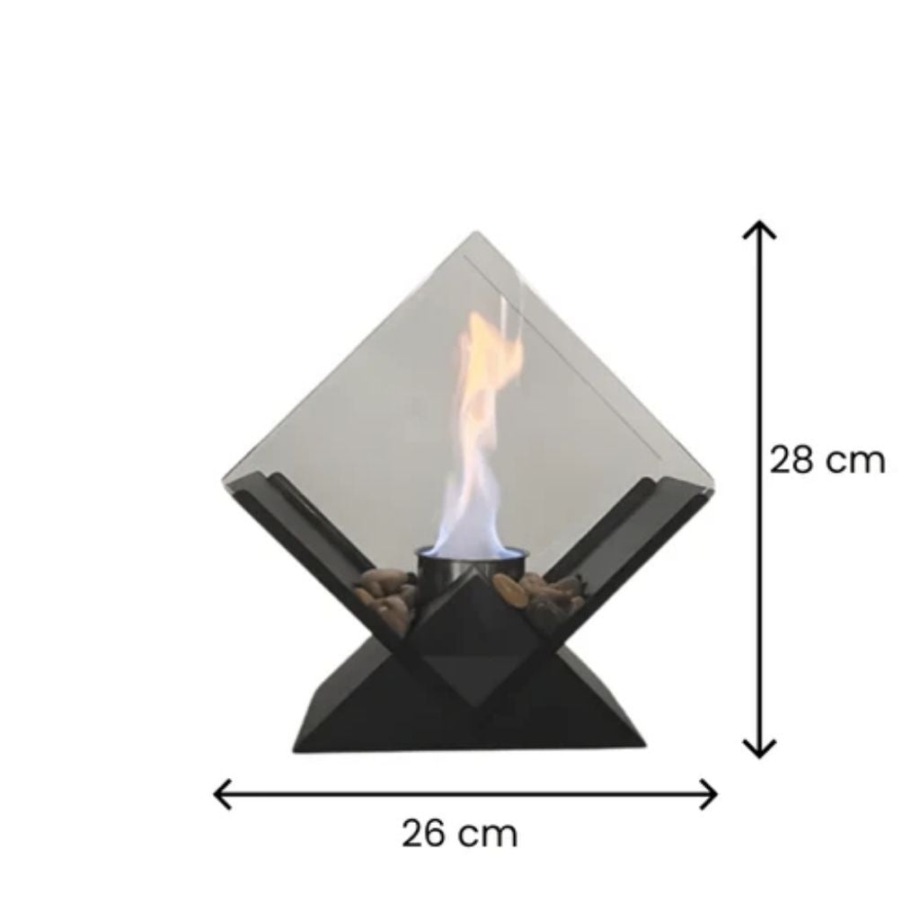 Tafelkachel Bioethanol Rookvrij met Glazen Ruit Decoratieve Tafelhaard voor Binnen en Buiten Sfeerverwarming