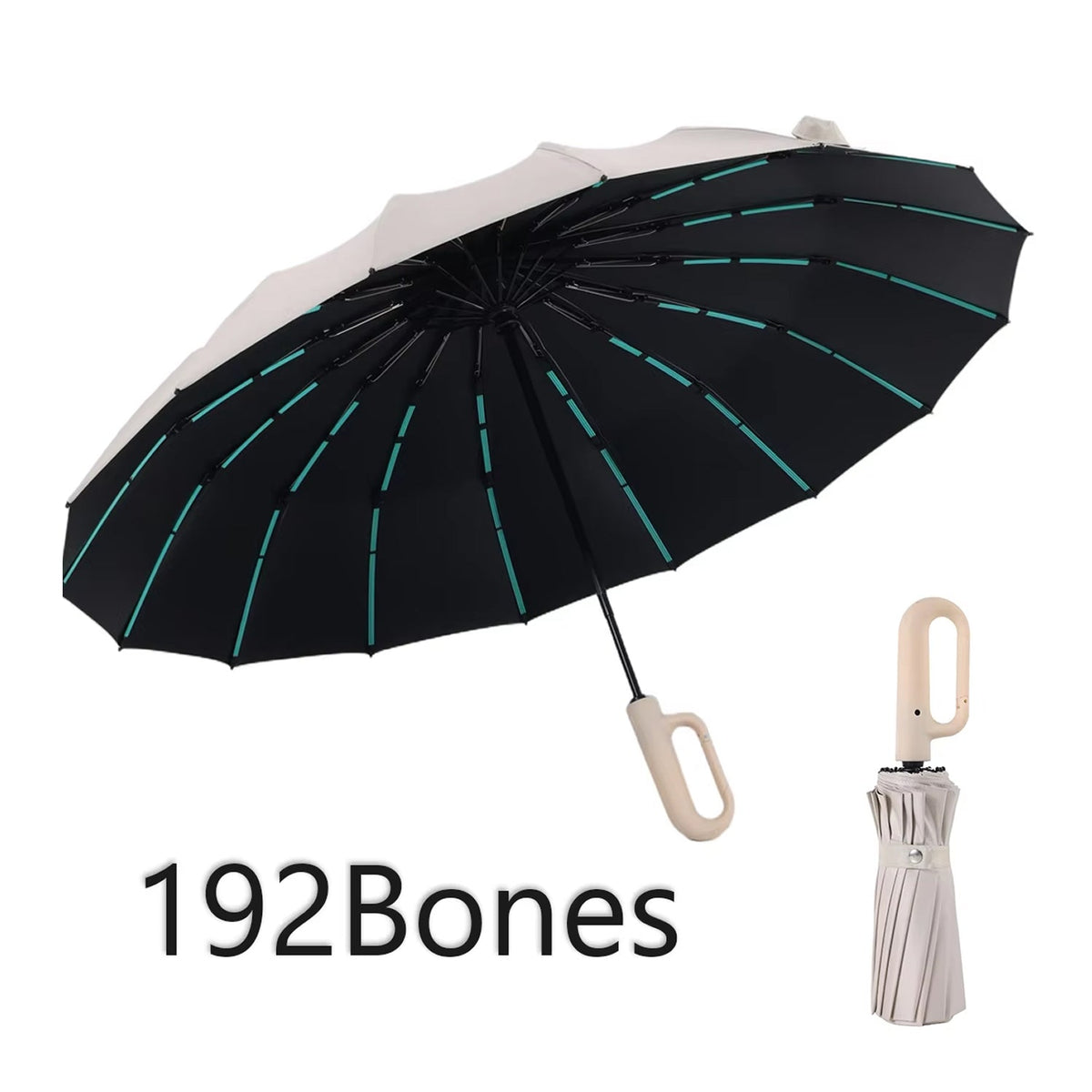 Automatische Stormparaplu 120cm Windbestendig met Verstevigd Frame voor Regen en Wind Beige Zwart Navy Grijs