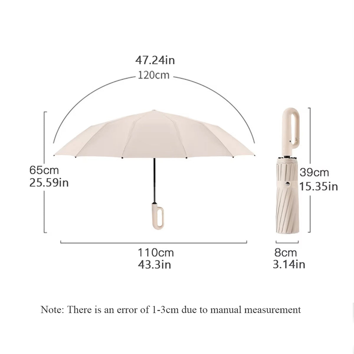 Automatische Stormparaplu 120cm Windbestendig met Verstevigd Frame voor Regen en Wind Beige Zwart Navy Grijs