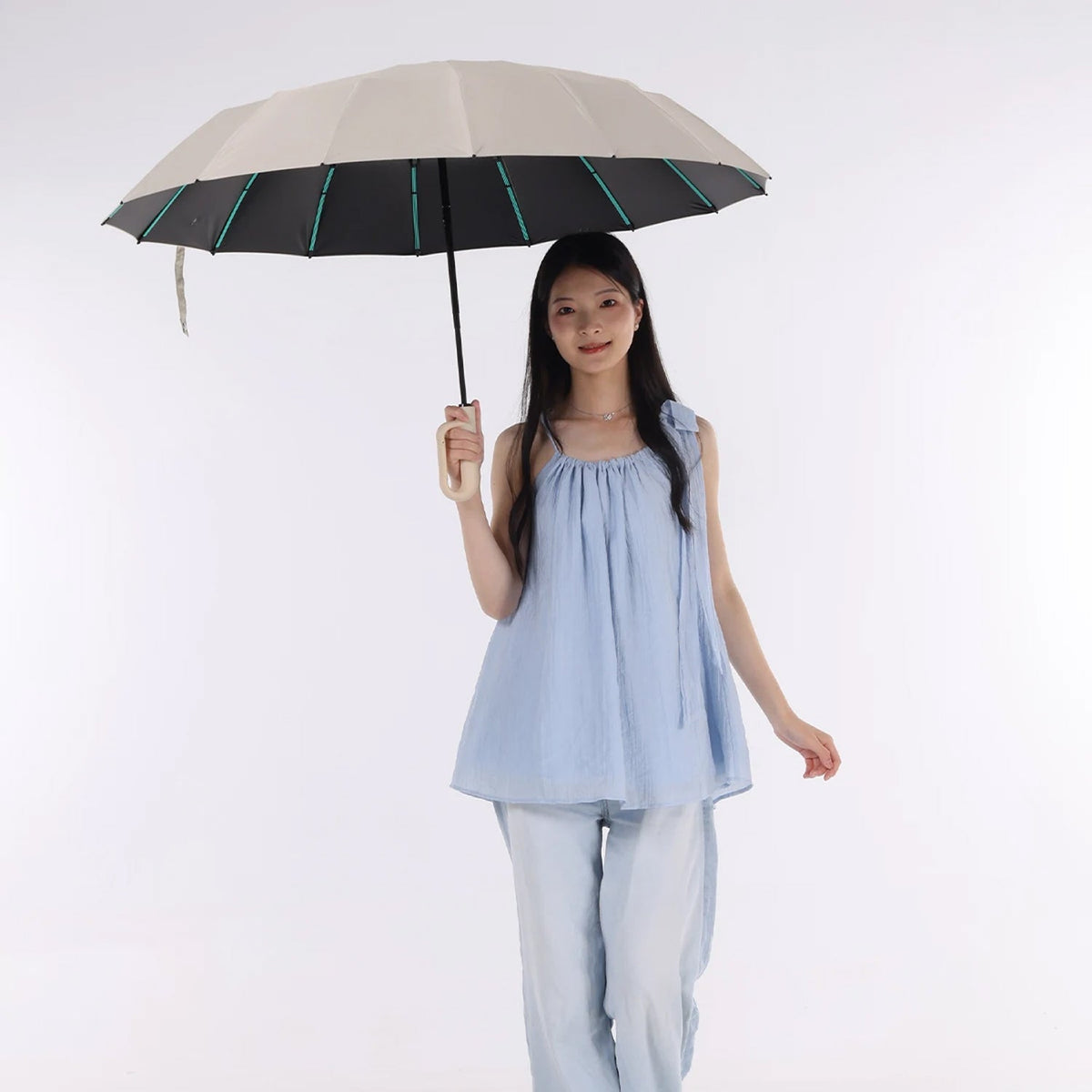 Automatische Stormparaplu 120cm Windbestendig met Verstevigd Frame voor Regen en Wind Beige Zwart Navy Grijs
