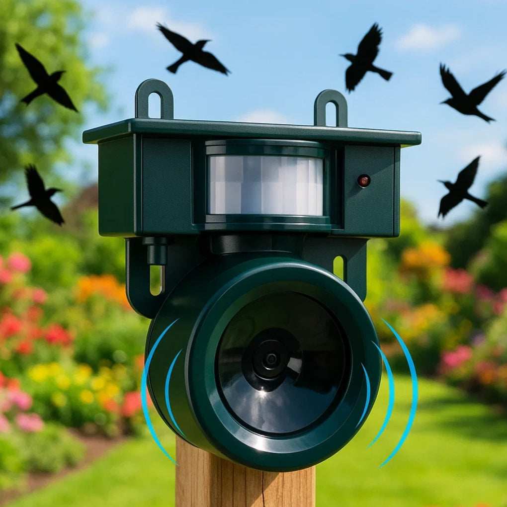 Vogelafweer Zonne-energie PIR Bewegingssensor Waterdicht Geluidsafschrikking Tuin Balkon Terras