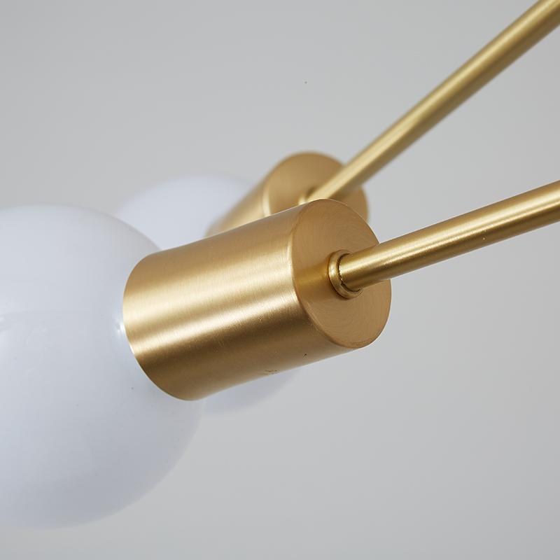 Moderne sputnik kroonluchter met 6 armen in messing - minimalistische design hanglamp zonder glazen kap
