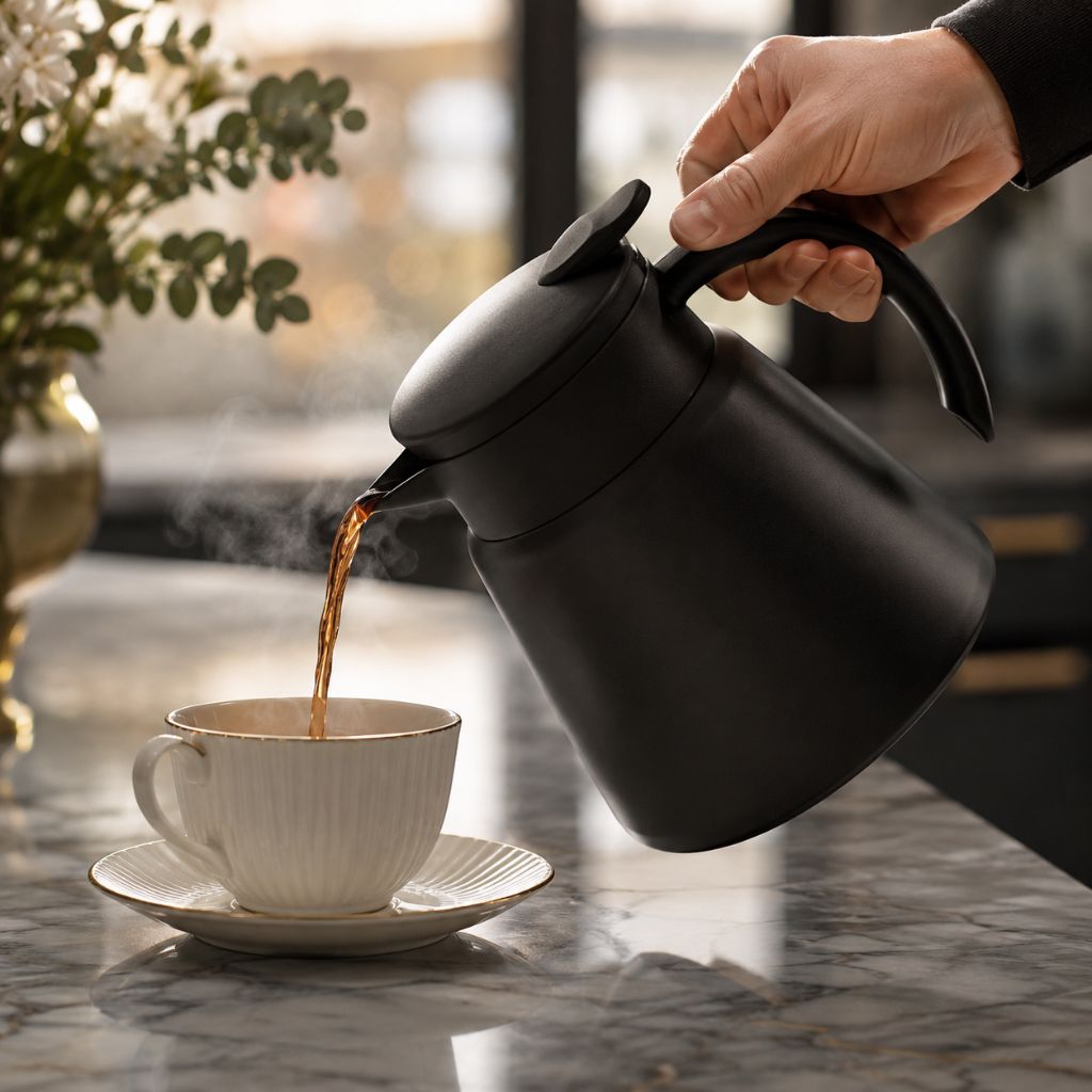 Vacuüm Thermoskan 600ml RVS Dubbelwandig Geïsoleerd voor Koffie Thee Kantoor Keuken Thuis Warm Koud Dranken
