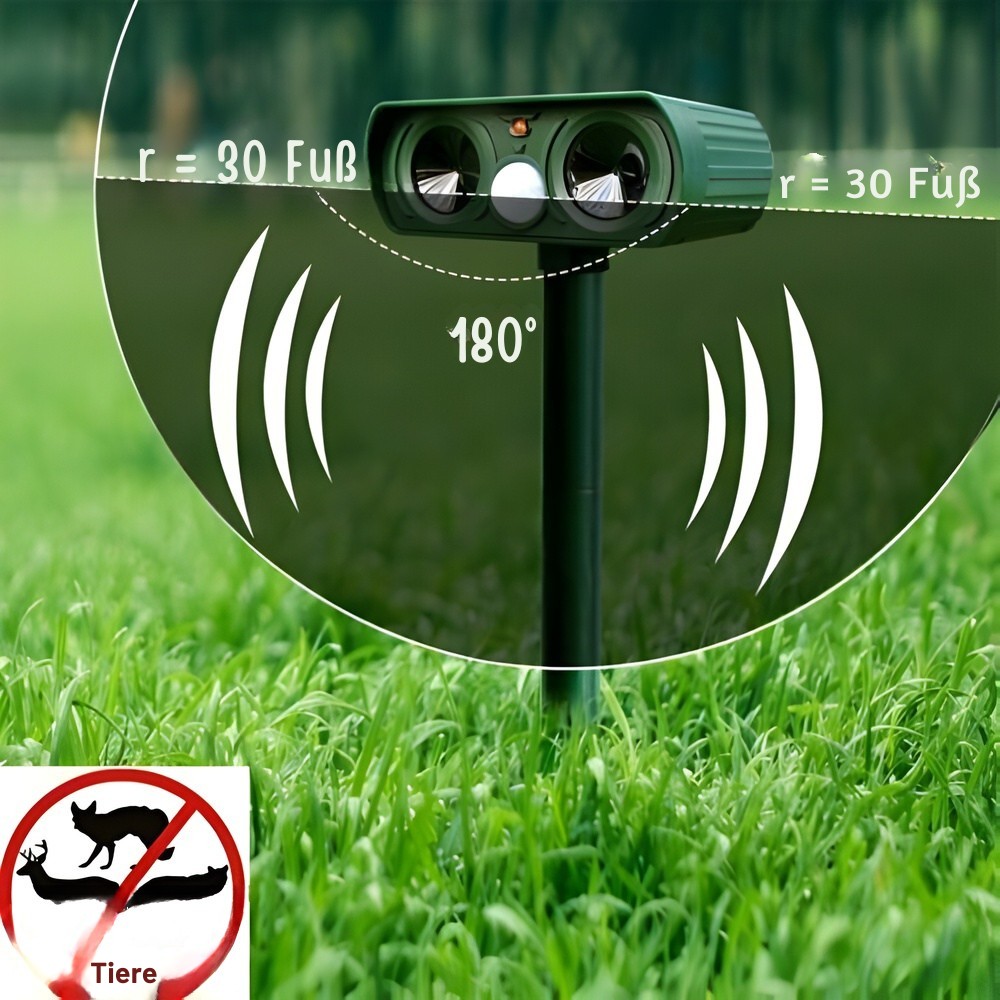 Solar Dierenverjager Ultraschall 8-10m IP66 13,5-45,5kHz Tuinbescherming