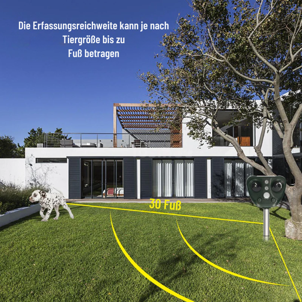 Ultrasone Dierenverjager op Zonne-Energie - 13,5-45,5 kHz - Bescherming Tuin - 5 Modi - Bereik tot 9 meter