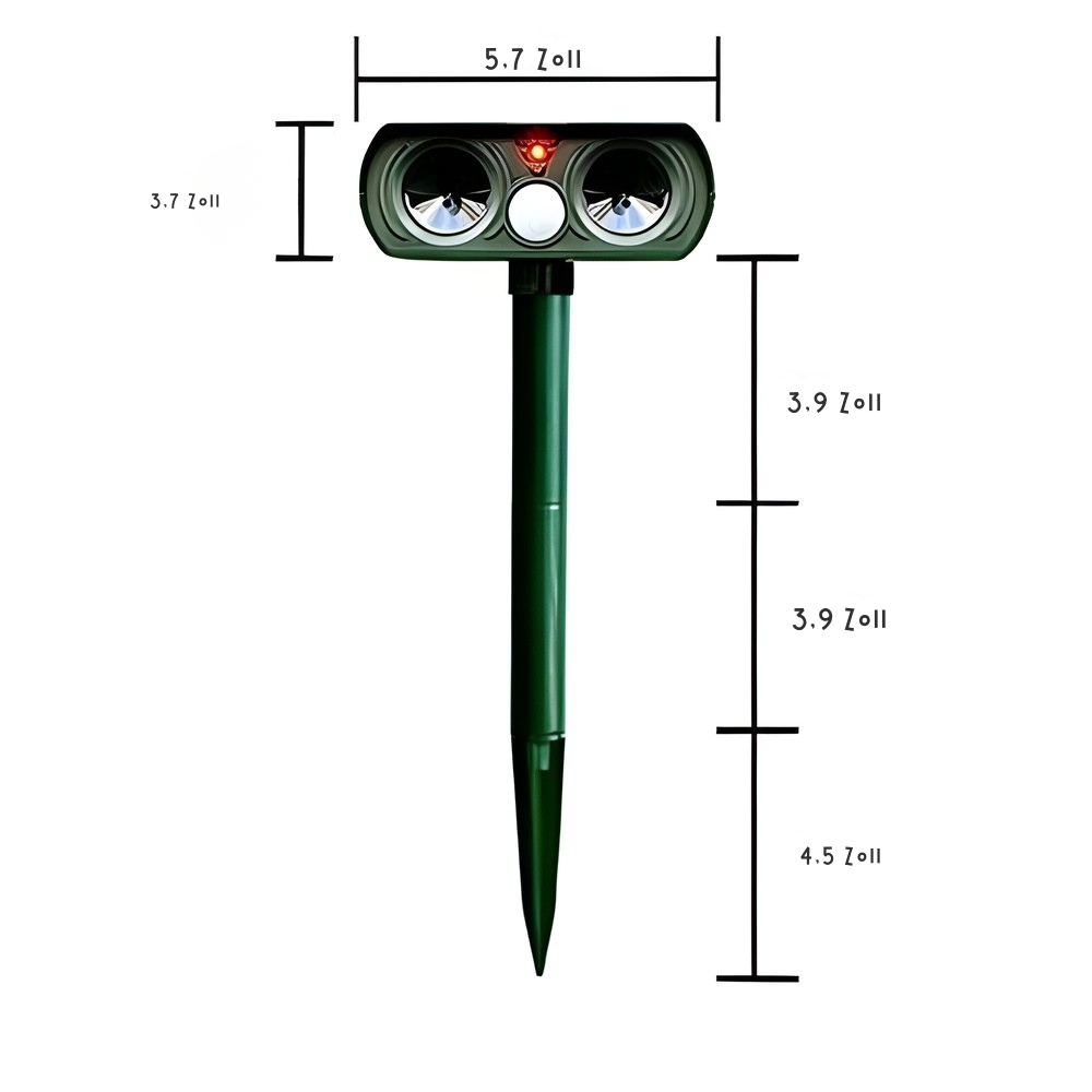 Solar Dierenverjager Ultraschall 8-10m IP66 13,5-45,5kHz Tuinbescherming