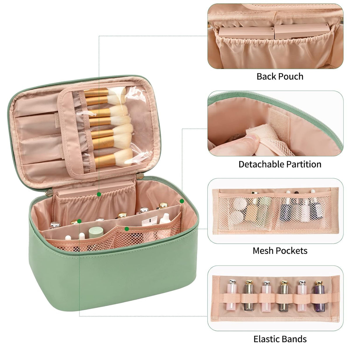 Cosmetica Organizer met Verstelbare Scheidingswanden en Handgreep | Draagbare Make-up Koffer voor Reizen en Thuis