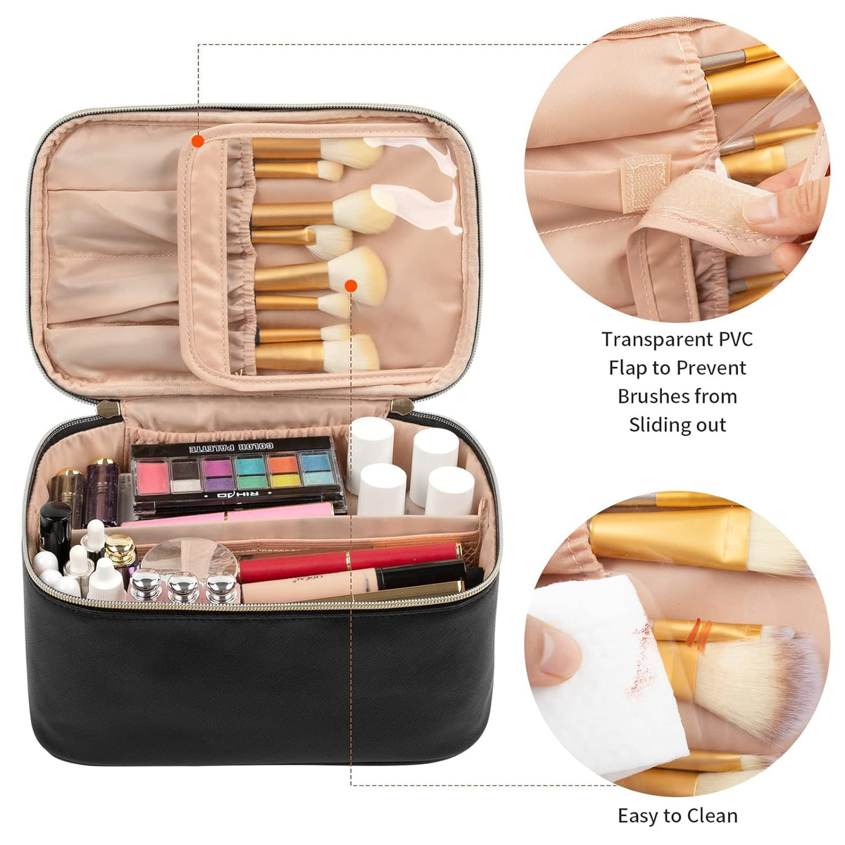 Cosmetica Organizer met Verstelbare Scheidingswanden en Handgreep | Draagbare Make-up Koffer voor Reizen en Thuis