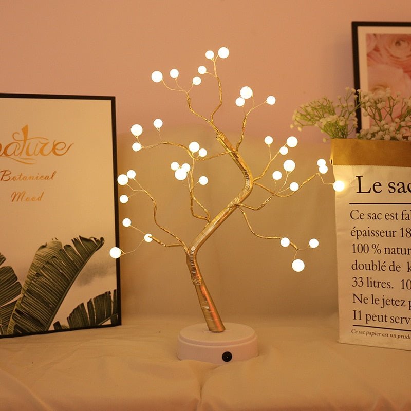 Decoratieve Boomvorm LED Tafellamp met Draadloze Bediening en USB-Voeding - Sfeerverlichting voor Woonkamer en Slaapkamer
