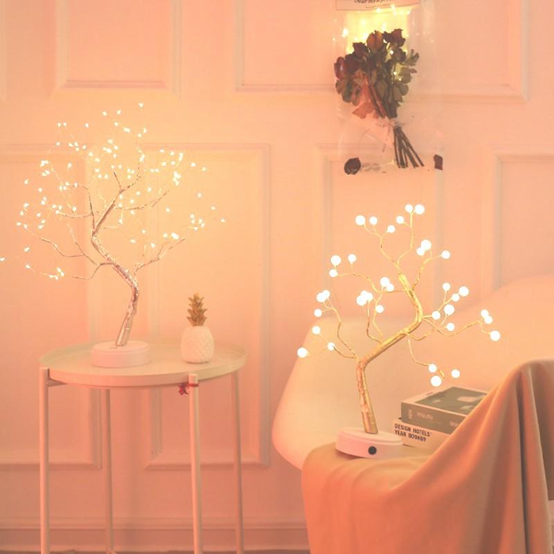 Decoratieve Boomvorm LED Tafellamp met Draadloze Bediening en USB-Voeding - Sfeerverlichting voor Woonkamer en Slaapkamer