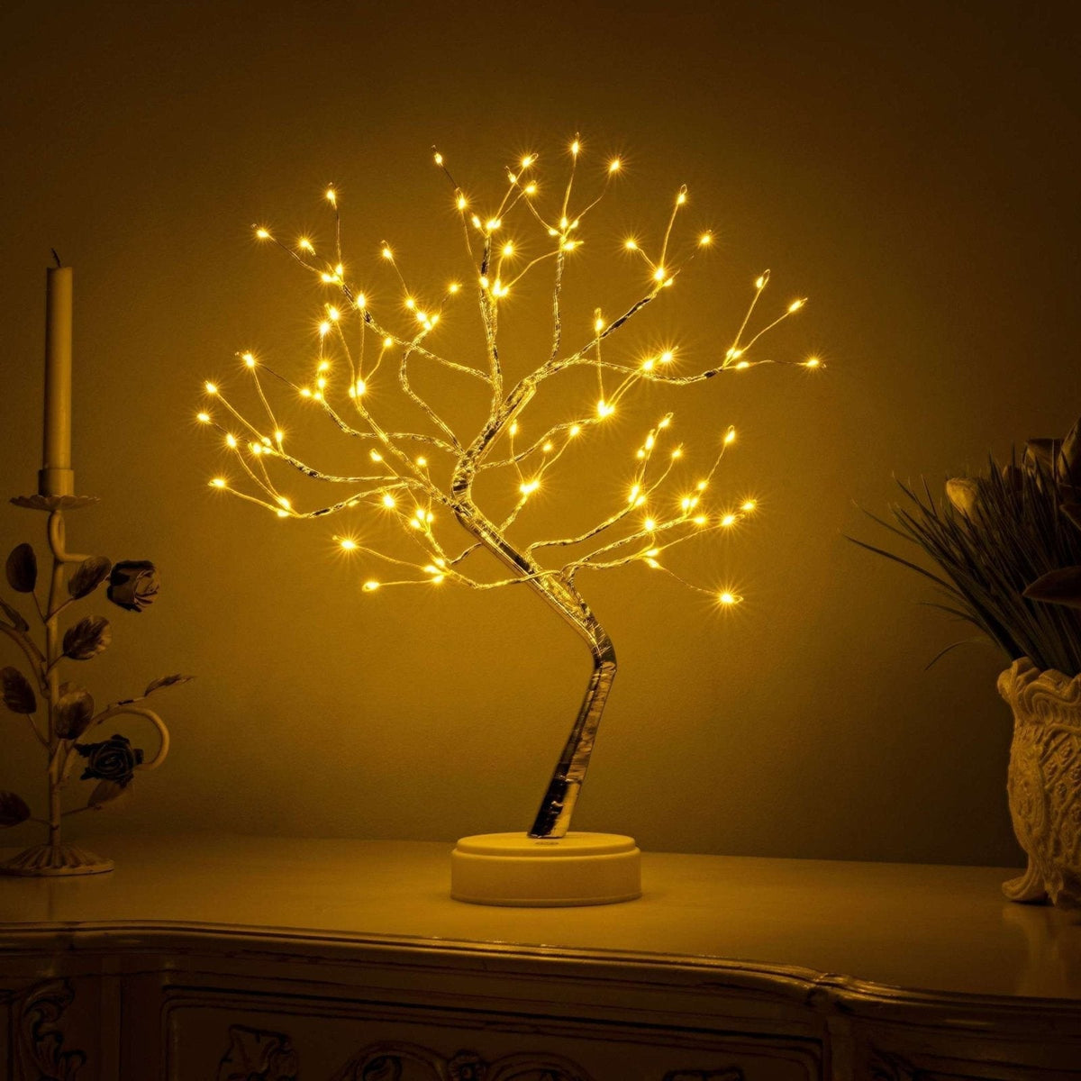 Decoratieve Boomvorm LED Tafellamp met Draadloze Bediening en USB-Voeding - Sfeerverlichting voor Woonkamer en Slaapkamer