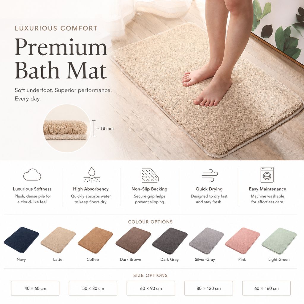 Badmat Microvezel Extra Zacht Antislip 40x60-60x160cm Badkamermat Douchemat Sneldrogend Vochtregulerend