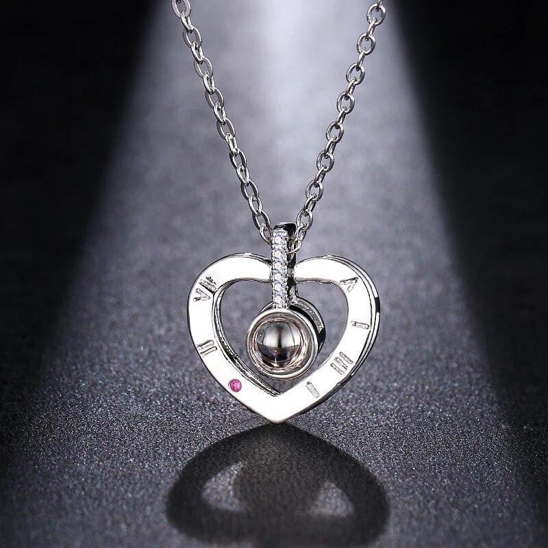 Hartvormige Ketting met Projectie 925 Zilver Romantisch Cadeau Strass Hanger Elegante Sieraad Vrouwen