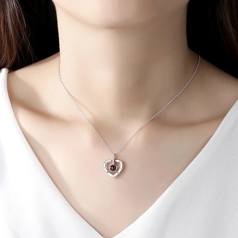 Hartvormige Ketting met Projectie 925 Zilver Romantisch Cadeau Strass Hanger Elegante Sieraad Vrouwen