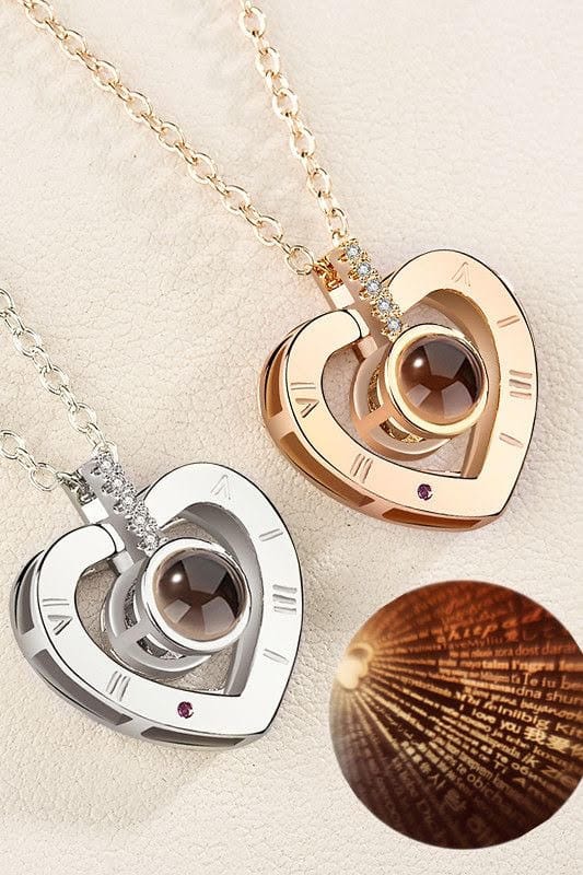 Hartvormige Ketting met Projectie 925 Zilver Romantisch Cadeau Strass Hanger Elegante Sieraad Vrouwen