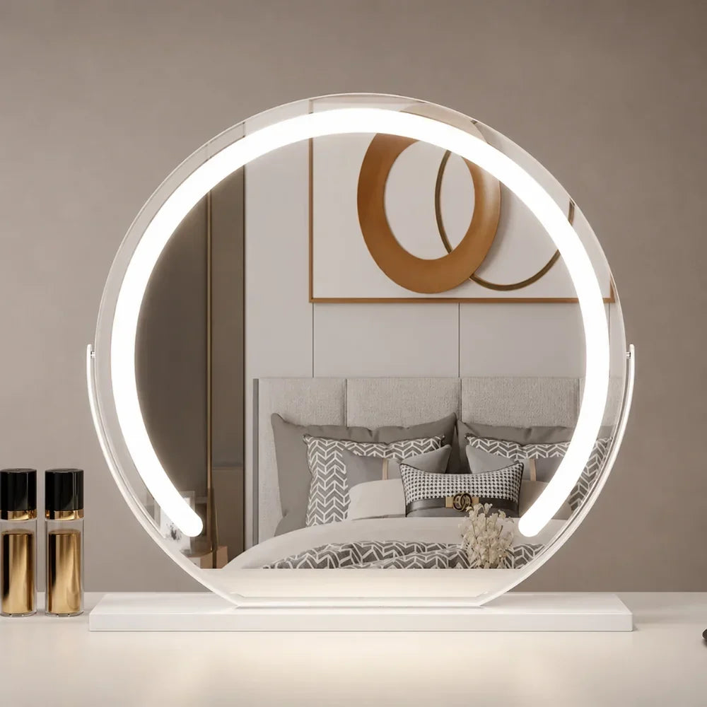 Make-up Spiegel met 15x Vergroting LED Verlichting 360° Draaibaar Touchbediening Dimbaar Bureau Kaptafel