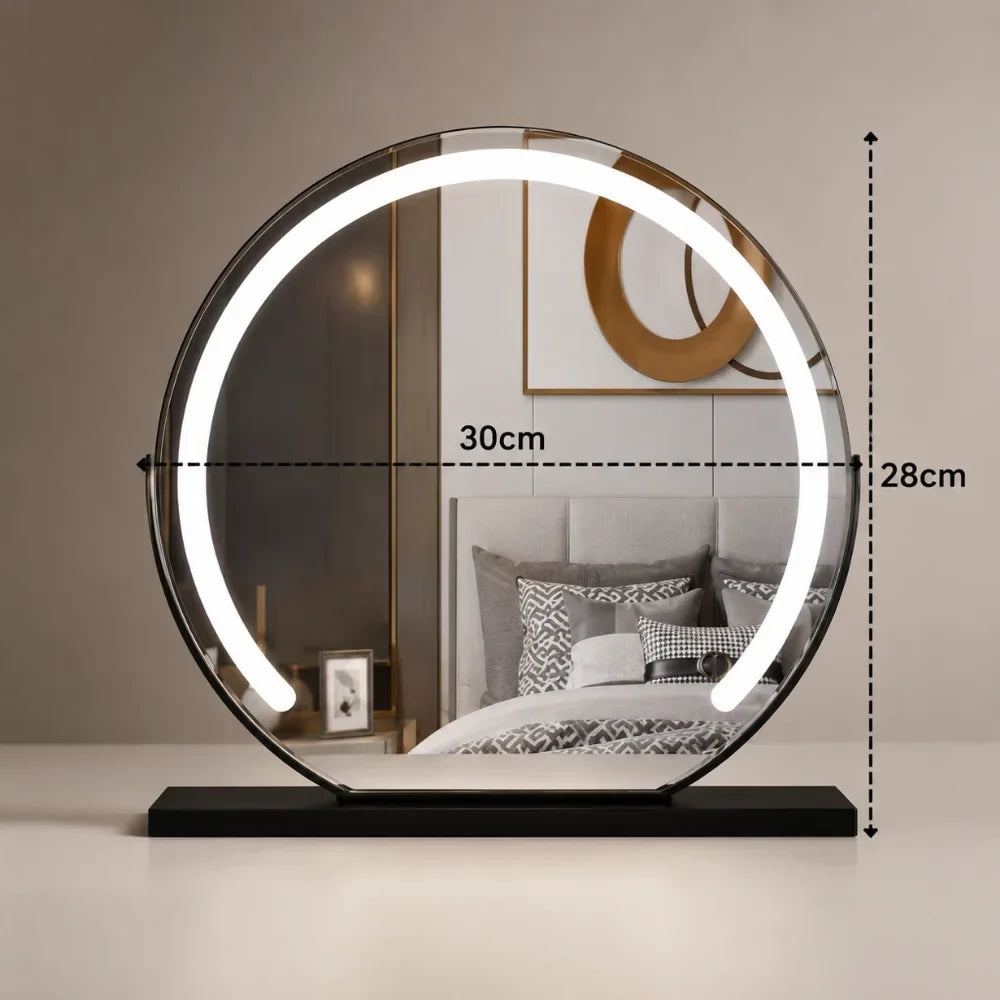Make-up Spiegel met 15x Vergroting LED Verlichting 360° Draaibaar Touchbediening Dimbaar Bureau Kaptafel