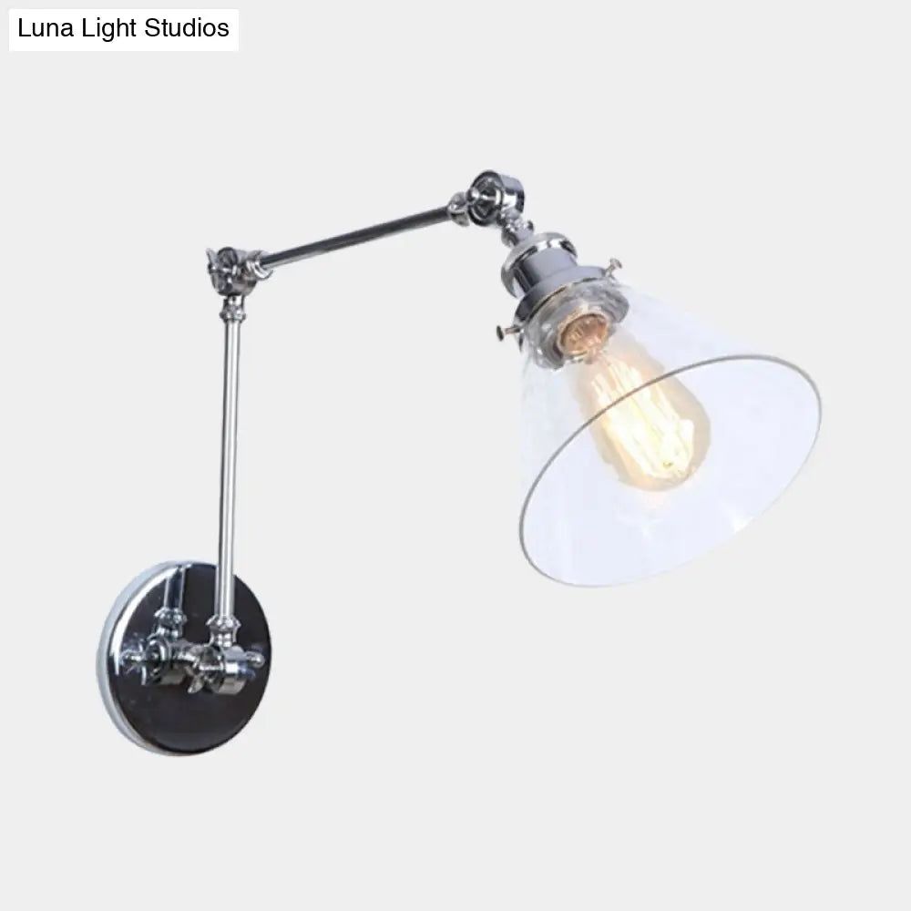 Verstelbare Wandlamp met Helder Glas en Metalen Zwenkarm voor Sfeervolle Woonkamer en Slaapkamer Verlichting