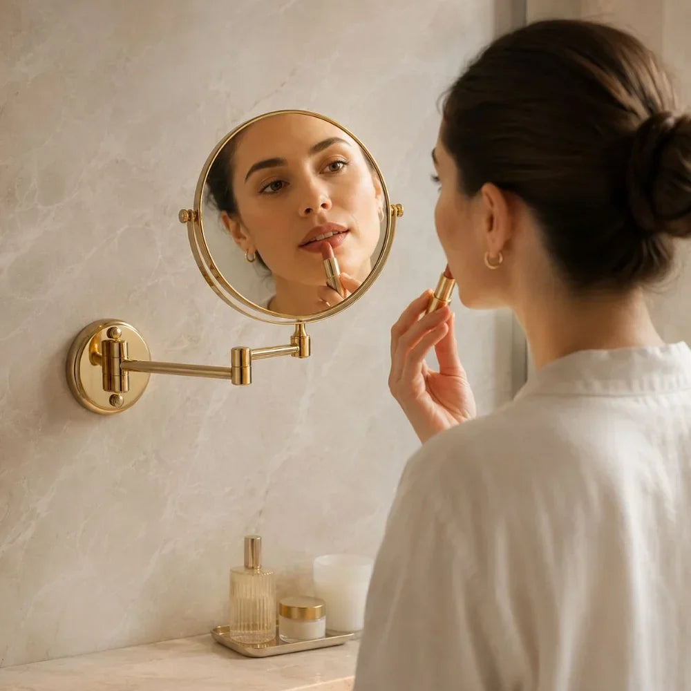 Vergrotende Cosmeticaspiegel Wandmontage Dubbelzijdig Uitschuifbaar 20cm Rond Flexibel Opmaakspiegel Badkamer