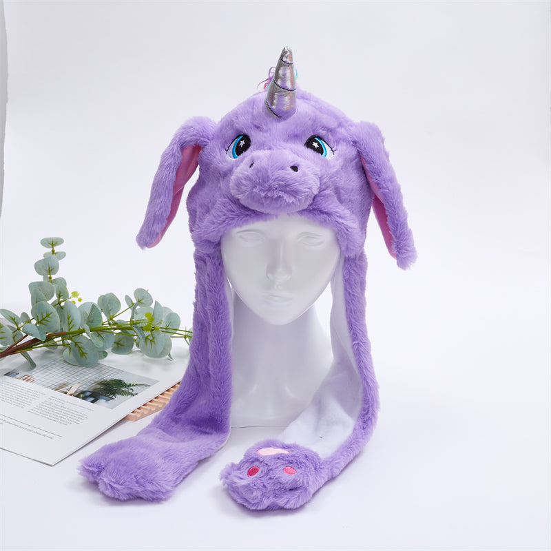 Interactieve Pluche Muts met Bewegende Oren - Zachte Hoofdbedekking voor Feest Cosplay en Verkleedpartij