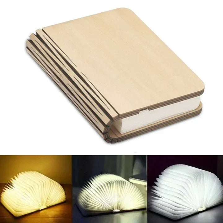 Boeklamp LED met Warm Licht - Decoratieve Houten Lamp in Boekvorm voor Sfeervolle Verlichting