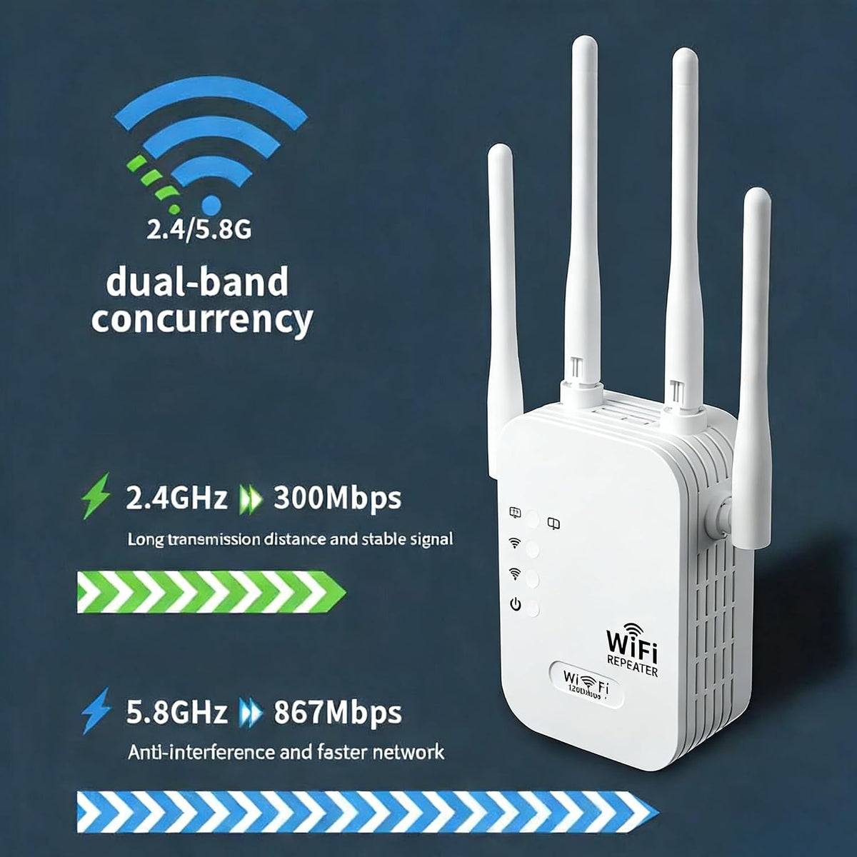 WiFi Signaalversterker Buiten Dual-Band 1200Mbps Weerbestendig voor Tuin Terras Garage Gaas Streaming