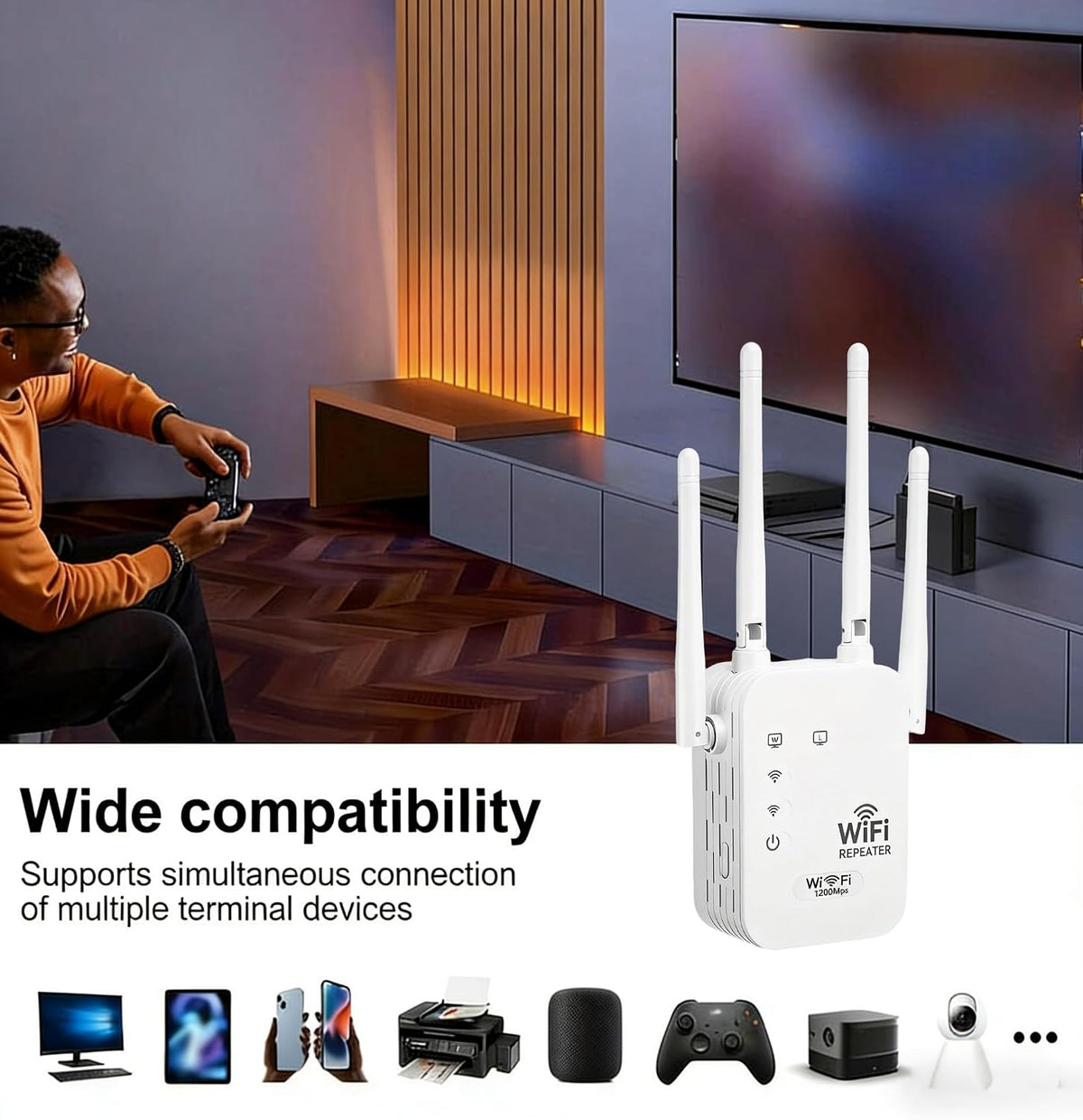 WiFi Signaalversterker Buiten Dual-Band 1200Mbps Weerbestendig voor Tuin Terras Garage Gaas Streaming