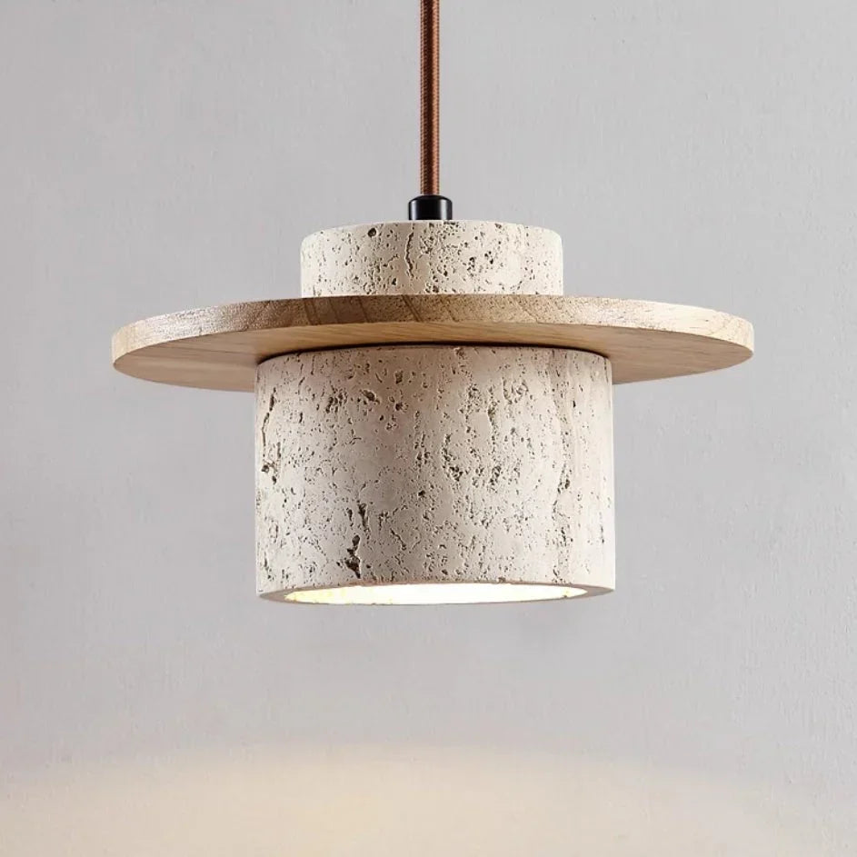 Hanglamp Travertijn Steen 25cm LED E27 Verstelbaar Snoer 170cm Natuurlijke Sfeerverlichting Woonkamer