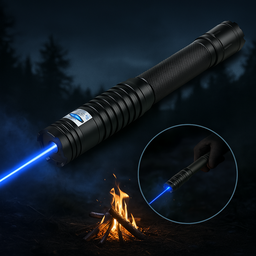 Tactische Laserzoeker 450nm Hoge Intensiteit Verstelbare Focus Aluminium Behuizing 5000m+ Bereik Outdoor Survival Zaklamp Vuurstarter Blauw Laser Compacte Krachtige Lichtstraal