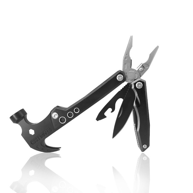 19-in-1 Multitool Hamer - Veelzijdig Gereedschap met Combinatie van Hamer, Tang, Schroevendraaier, Mes, Flesopener en 13 Extra Functies voor Camping, Klussen en Noodgevallen