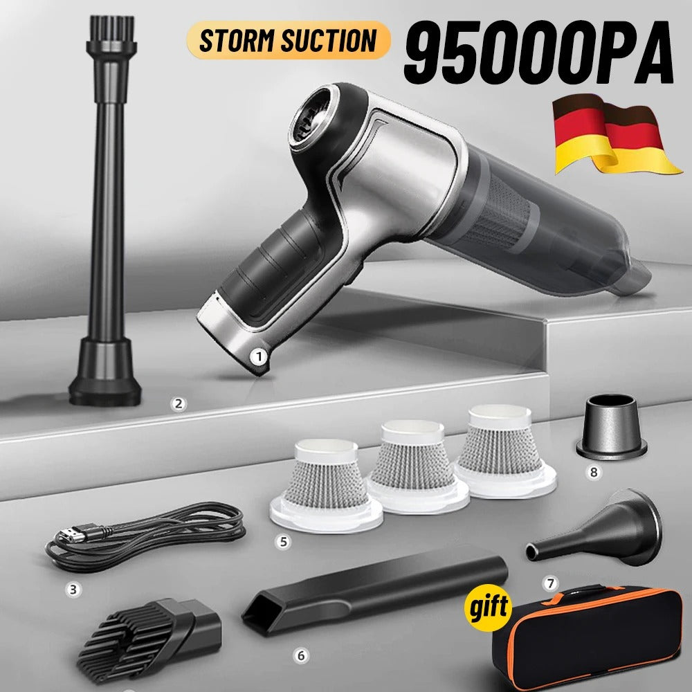 Draadloze Handstofzuiger 95000Pa Zuigkracht Brushless Motor USB Oplaadbaar Auto Huis 550g Compact Licht